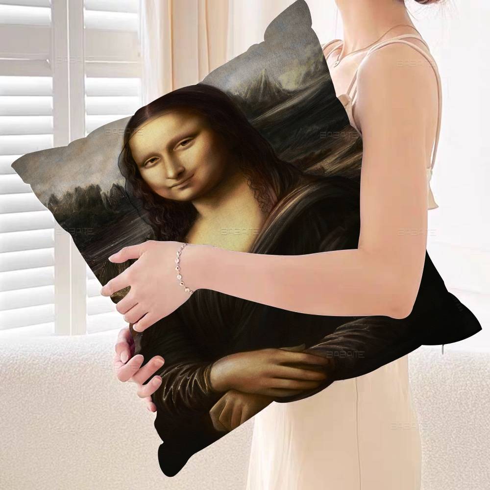 Mona Lisa Funny Wall Art Pictures Pillow Gifts Home Office Furnishings Bedroom Sofa Car Cushion Cover case 45x45cm