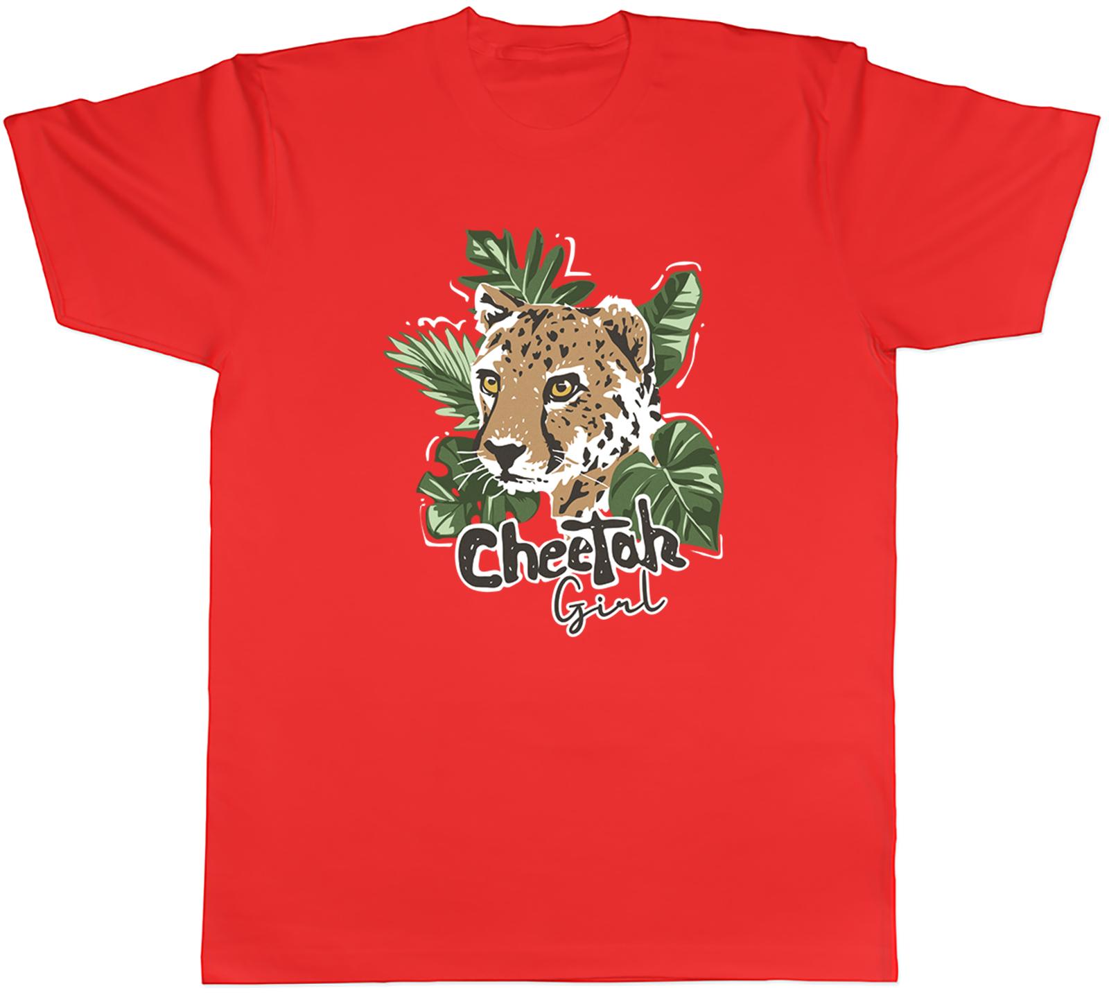 Cheetah Girl Big Cat Palm Leaves Unisexs TShirt Tee Gift Top S