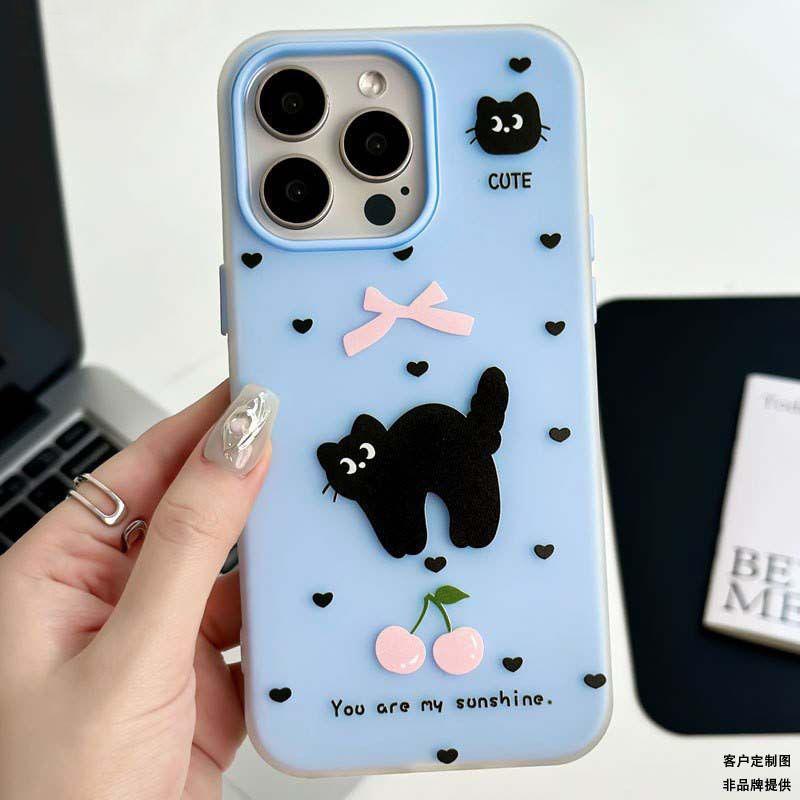 Cherry Kitten Is Suitable for Apple 16/17promax Mobile Phone Case iPhone15 Skin Scrub 13/12 Jelly 14.