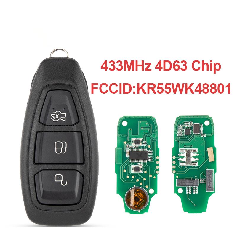 

SILY KR5876268 ID49 KR55WK48801 4D63+/83 Chip 433MHz Smart Remote Control Car Key Fit for Ford Fiesta Kuga 2016 2017 2018