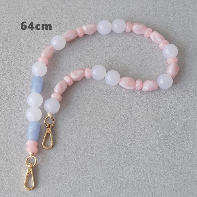 Neue Mode Frau Telefon Zubehör Abnehmbare Blau Perlen Ketten Niedlichen Acryl Luxus Strap Frauen Elegante Telefon Schulter Griff Kette