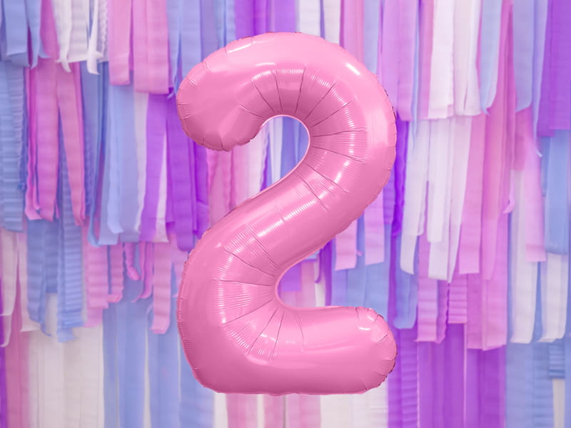 Balon Foliowy Cyfra "2" Różowy 86 Cm