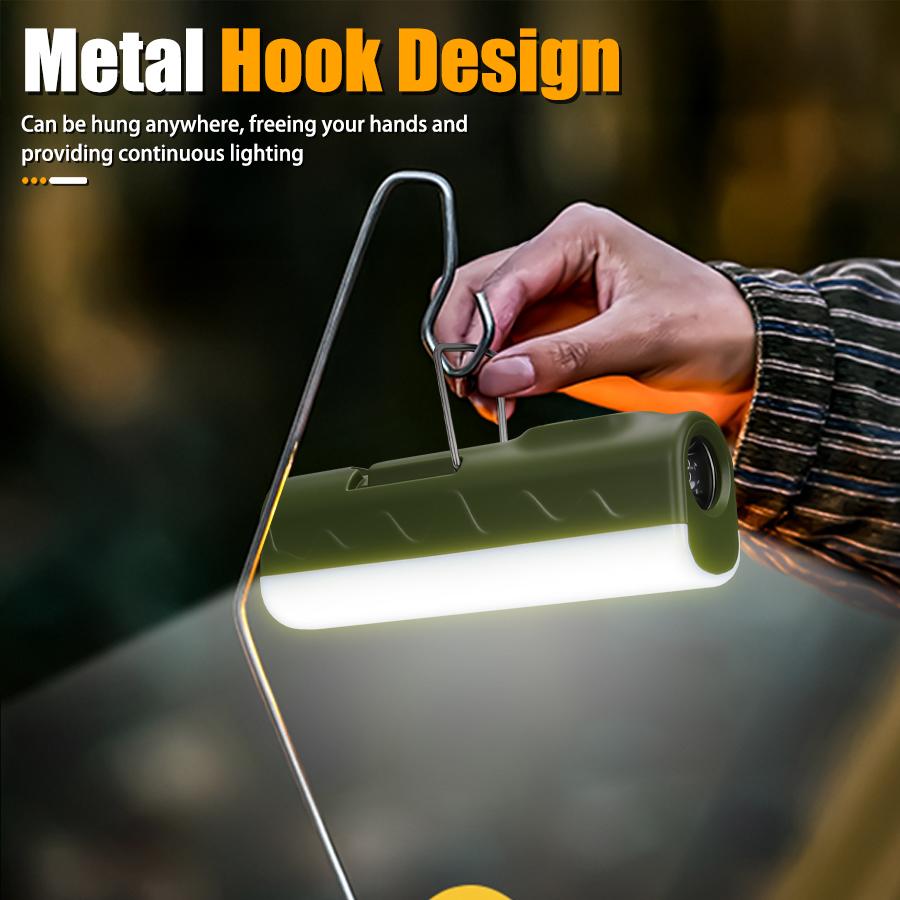 Outdoor LED Camping Lamp Built-in 2*18650 Rechargeable Torch RGB Atmosphere Lamp Portable Hook Tent Lamp Long Lasting Lantern