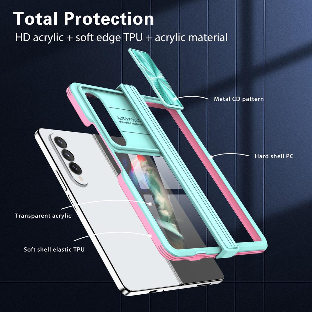 Anti -Drop Slide Camera Protection Case For Samsung Galaxy Z Fold 4 5g Fold4 Zfold4 Non -Slip Clear Acrylic Phone Bag Funda