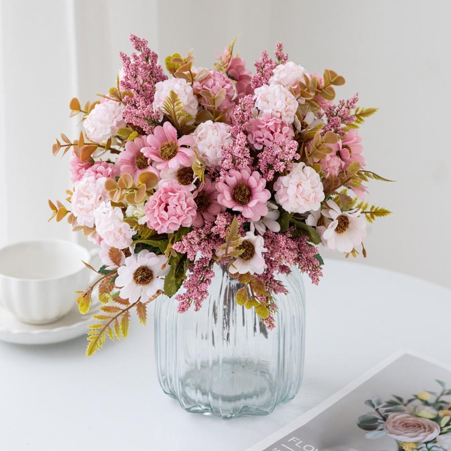 1/4PCS Artificial Flowers Silk Chrysanthemum Bridal Bouquet Wedding Outdoor Garden Home Vase Table Decor Art Wall Gift Accessory