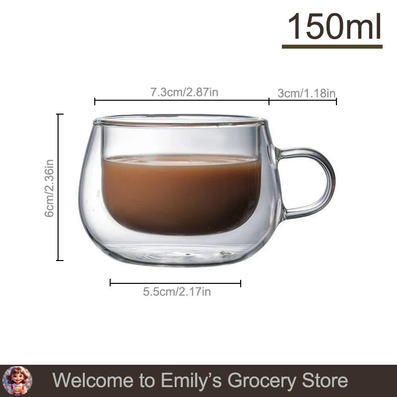 

150-350 мл Двойные стенки стеклянные кофейные чашки термостойкие из боросиликатного стекла кружка с ручкой молоко сок вода прозрачные чашки подарок 1pcs