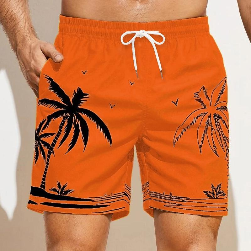 Men's Coconut Tree Graphic Prints Swim Trunks Swim Shorts Board Shorts Mid Waist Hawaiian Boho Casual