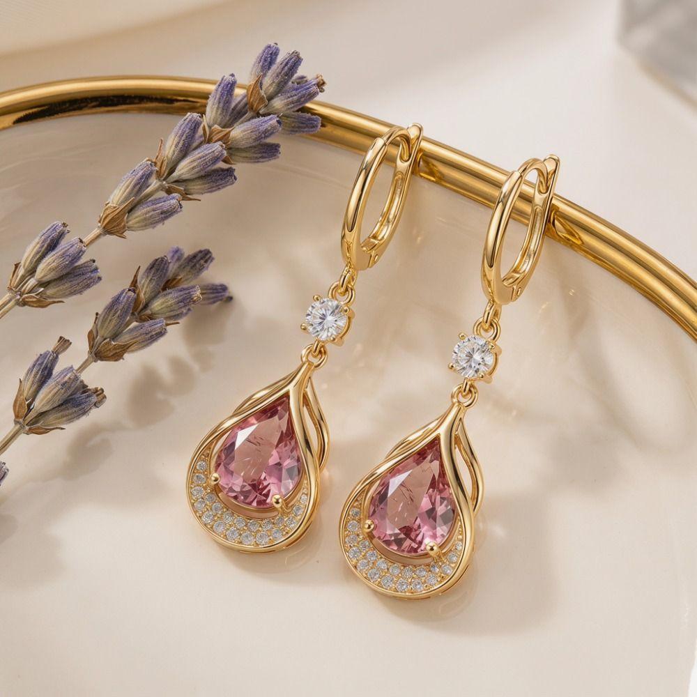 Crystal Rhinestone Dangle Earrings Luxury Sparkly Zircon Earrings Water Drop Earrings Party