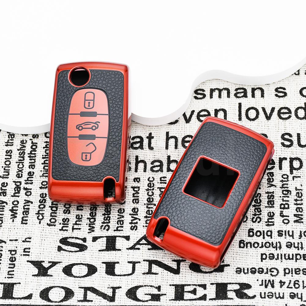 Tpu Leather For Citroen Xsara Berlingo C2 C3 C4 C5 C6 Flip Car Key Case Cover For Peugeot 207 307 308 407 607 807 Protector Fob