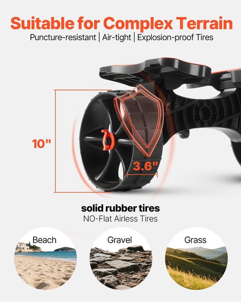 Kayak Cart, 136.1 Kg Load Capacity, Foldable Kayak Trolley with 25.4 Cm Solid Rubber Tires & 1 Ratchet Strap, Paddle Board Trolley for Carrying