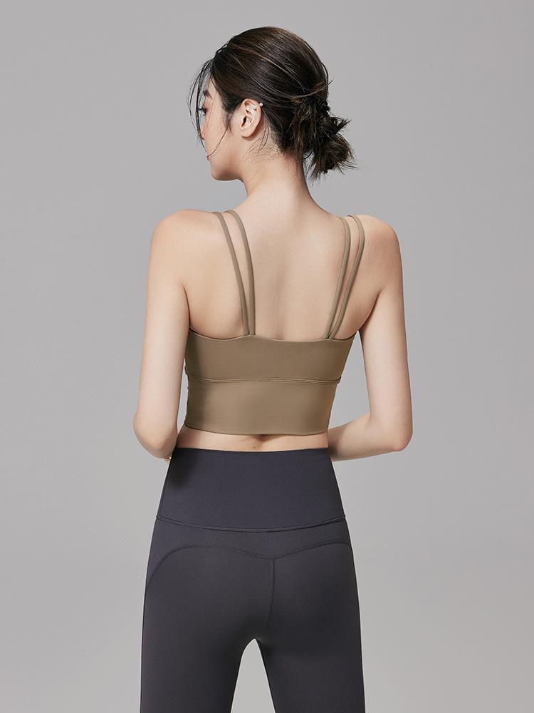 Women's One-Piece Strappy Sports Bra for Yoga & Running - Anti-Sag, Beautiful Back Design