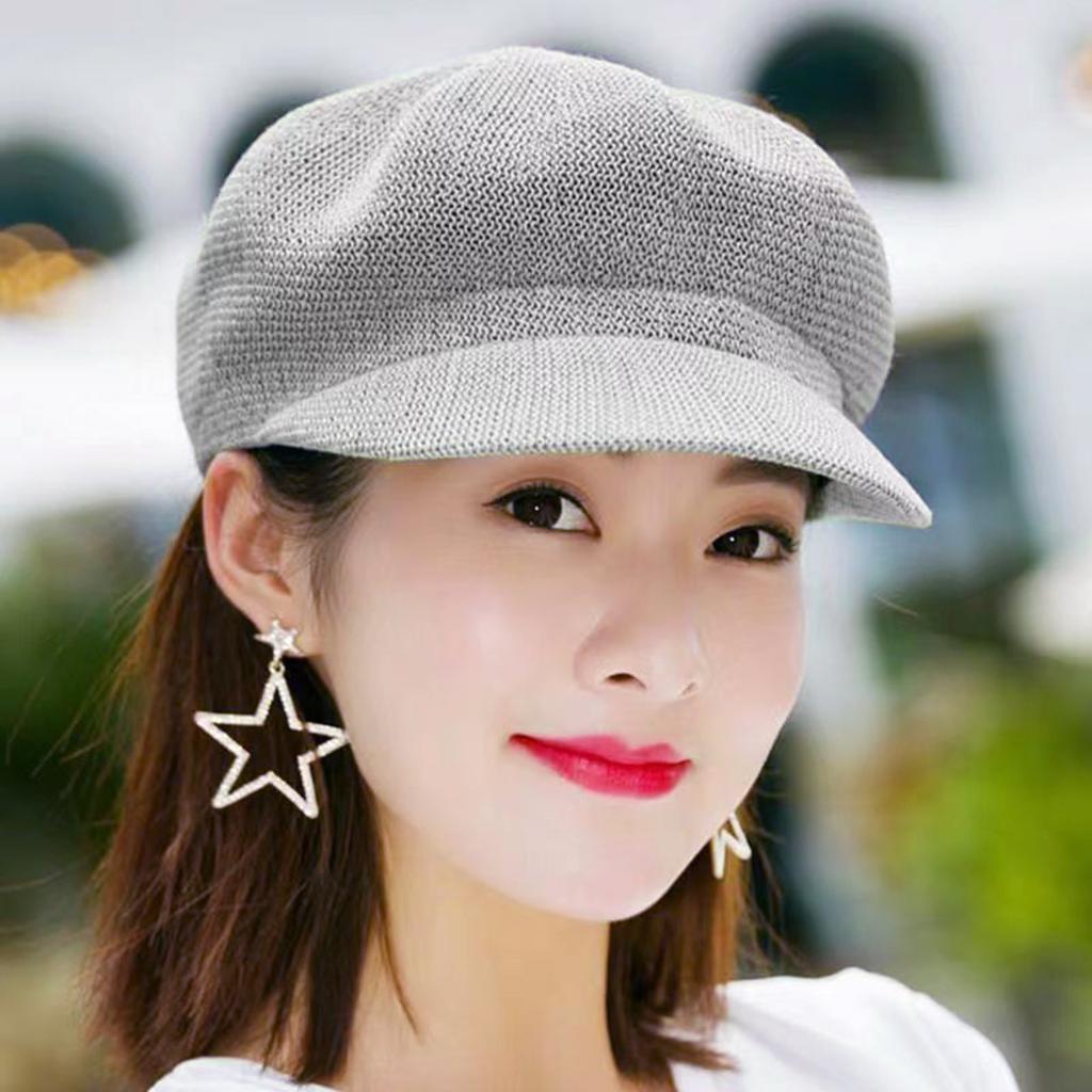 Retro Beret Caps For Women Solid Color Breathable Mesh Design Sun Protection Uv Block Spring Summer Linen Girls Adjustable Daily
