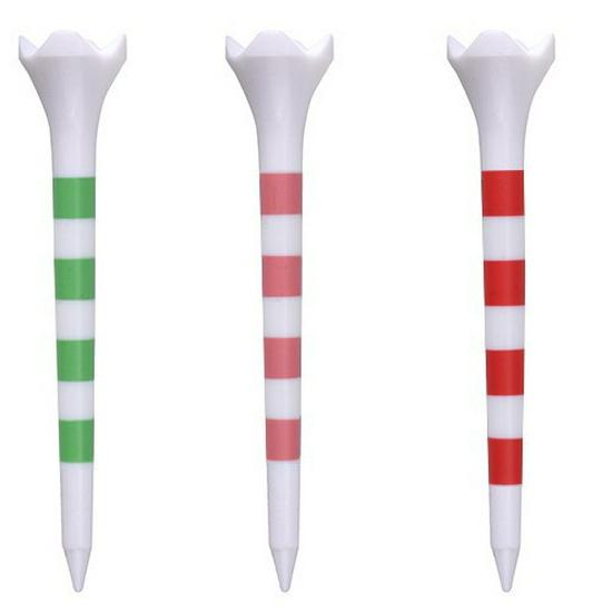 20er-Pack gestreifte 4-Zacken-Kunststoff-Golf-Tees