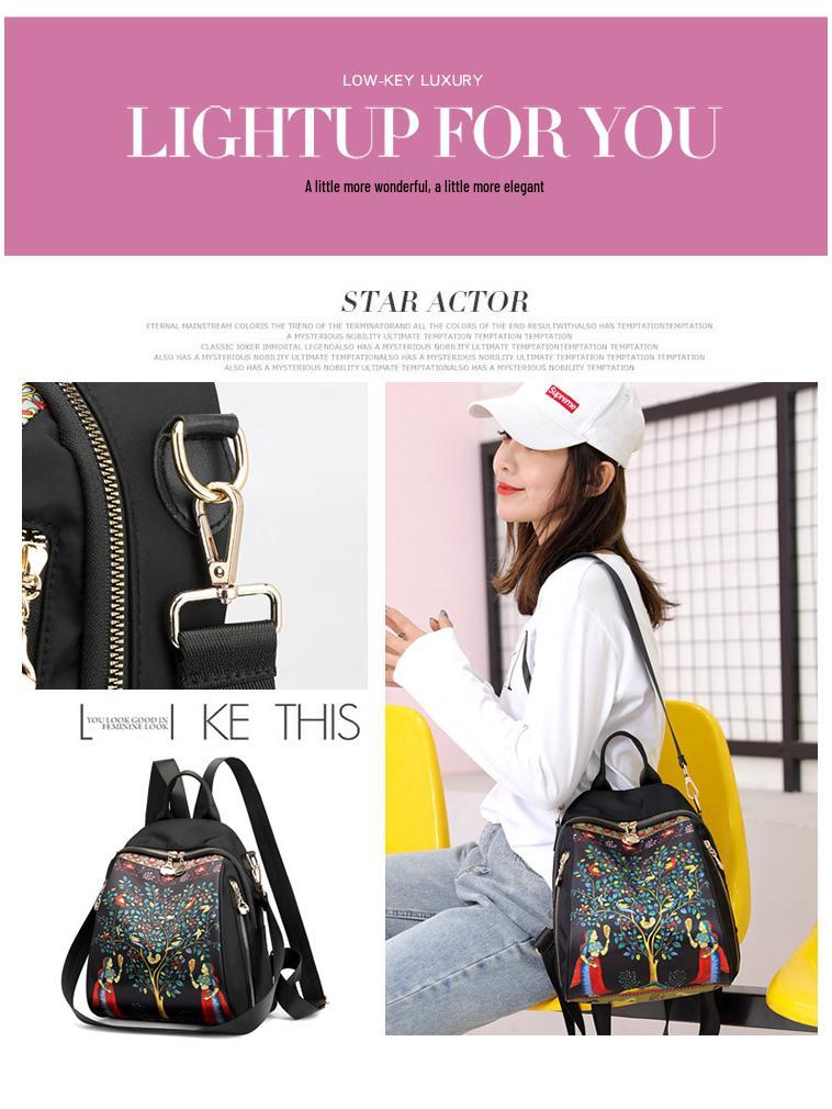 Women's Oxford Cloth Casual Fashion Print Travel Backpack - 2025 Trend