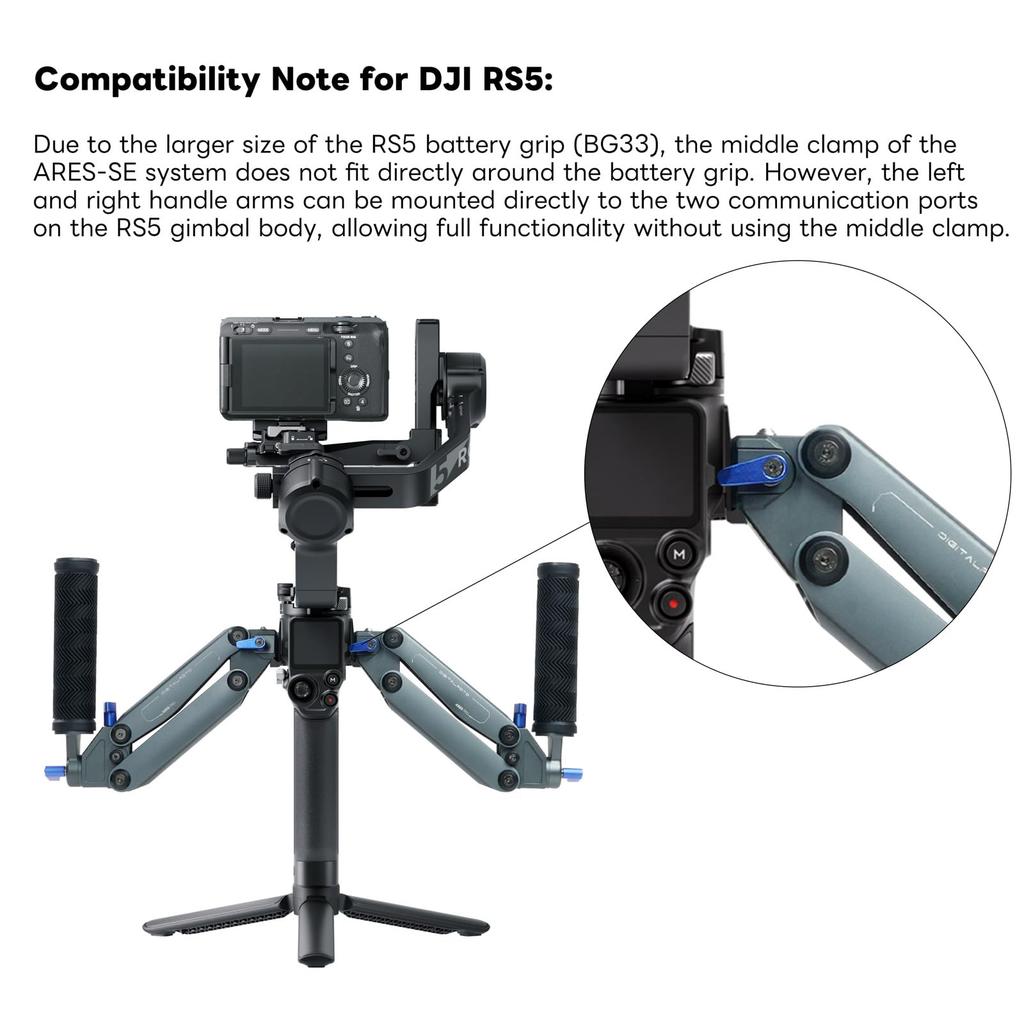 DF DIGITALFOTO ARES-SE Dual Handle NATO Rail 5kg Load Vertical Z-Axis Damping Grip for DJI RS 4 3 Pro RSC 2 Gimbal Stabilizer