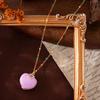 Cute Opening Closing Phase Box Necklace Pink Gold Color Pentagram Heart Ring Pendant Choker  Daily
