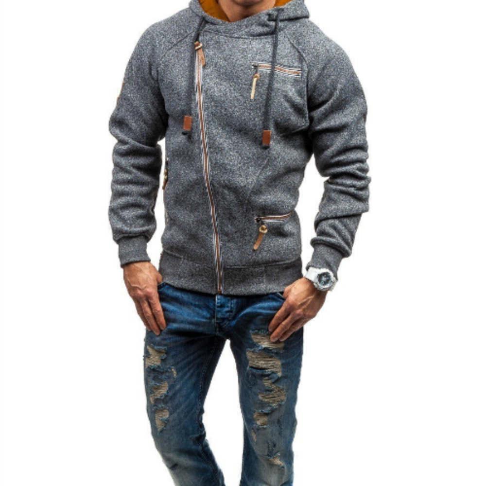 Herren Kapuzenpullover, modische Kleidung, seitlicher Reißverschluss, lässige Tops, Herren-Sweatshirt