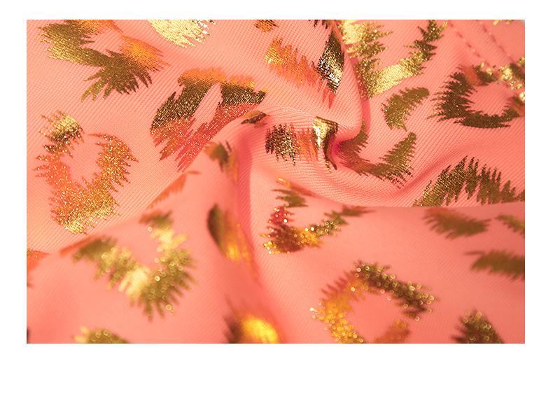 Korean Dongdaemun Leopard Print Peach Bikini - Sexy Push-Up, Tie-Up, Peach Pink Beachwear