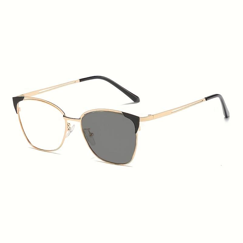 1pcs Latest high-end hollow frame simple men and women's same fashionable design color change anti-blue light glasses
