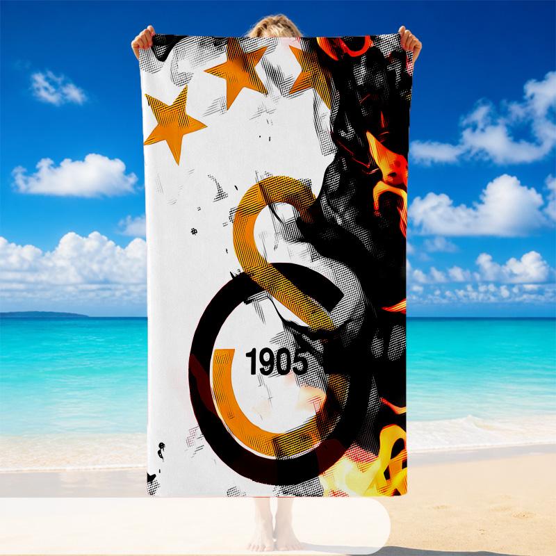 Quick Dry Beach Towel Galatasaray Pattern, Lightweight Absorbent Towel for Pool Beach Vacation Use