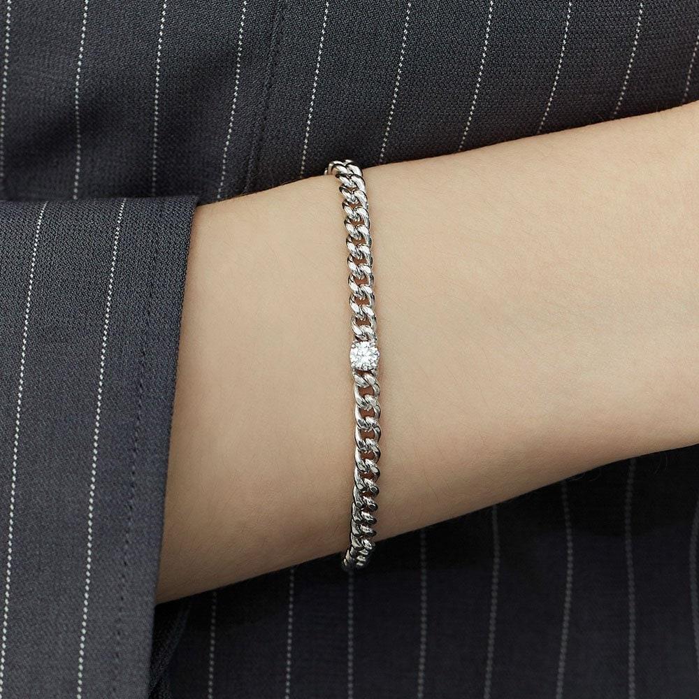 Essence Silver (W) Lab Diamond Curb Chain Bracelet 0.3Ct Hl4B52436W9