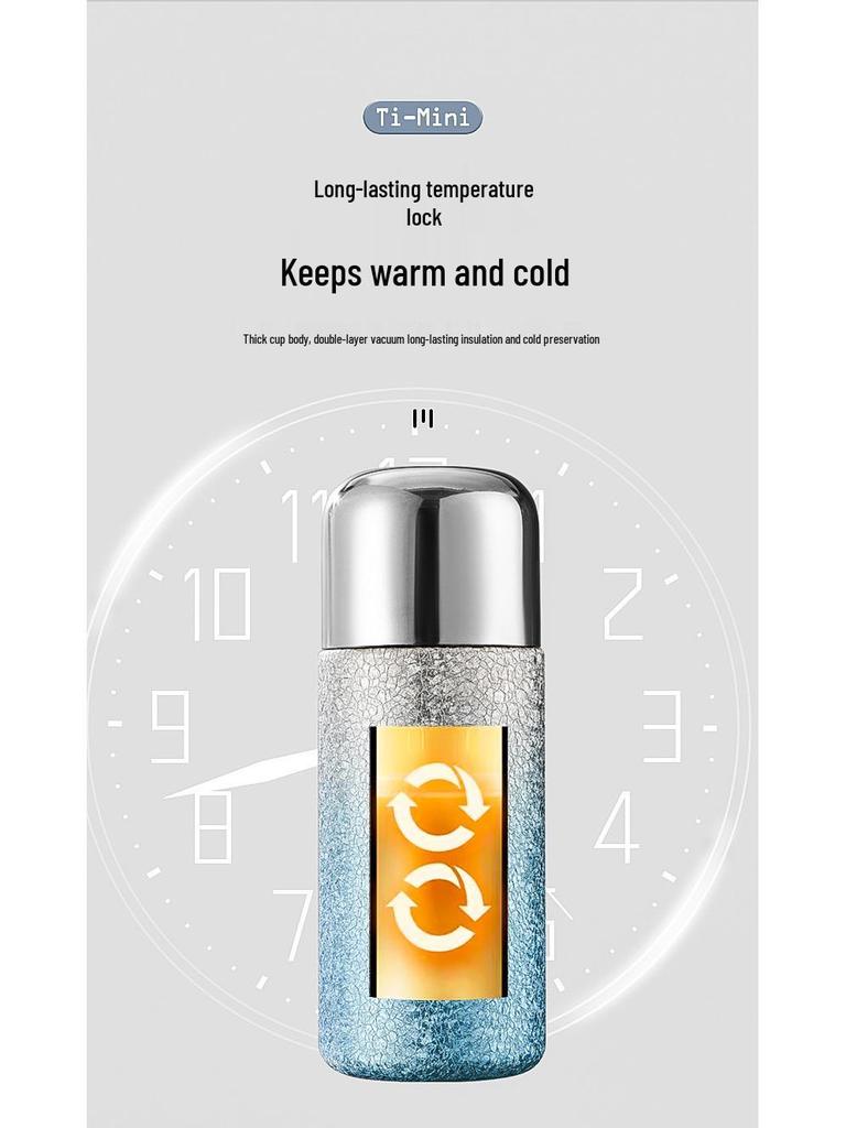 Trendy Titanium-Coated Pocket Thermos: Ice Flower Straw Cup – Cute, Compact, and Portable for Outdoor Use