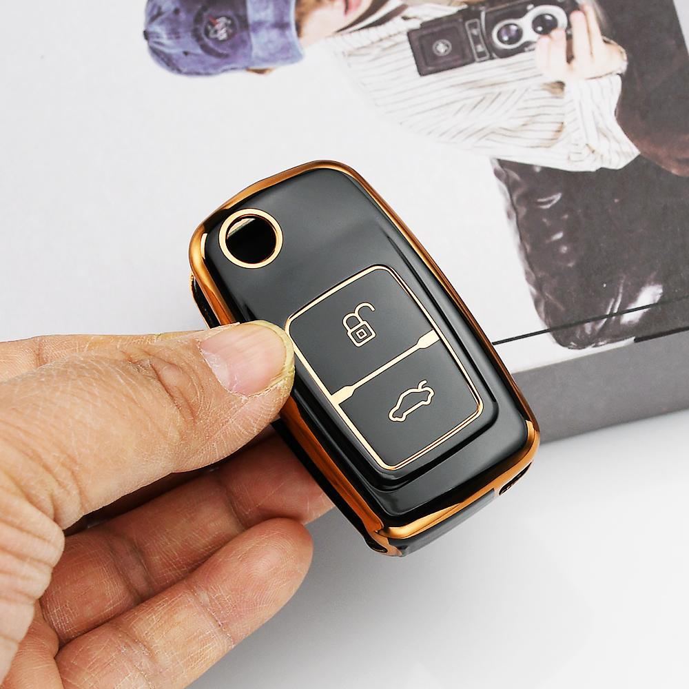 Gold Edge Soft Tpu Car Key Case Cover Keyless Fob Shell Holder Protector For Chery Tiggo Tengo Fulwin 2 Cowin A3 A5 A13 M11 E5