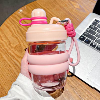 Summer Transparent Plastic Water Bottle For Women Girls Simple Fashion Portable Direct Drinking Water Cup With Silicone Sleeve