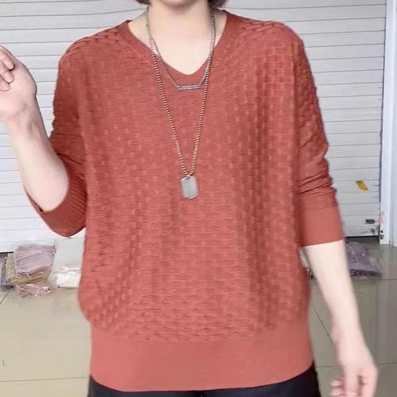 Autumn and Winter V-neck Pullover Sweater for Women Women's Solid Color Long Sleeved Knitted Sweater
