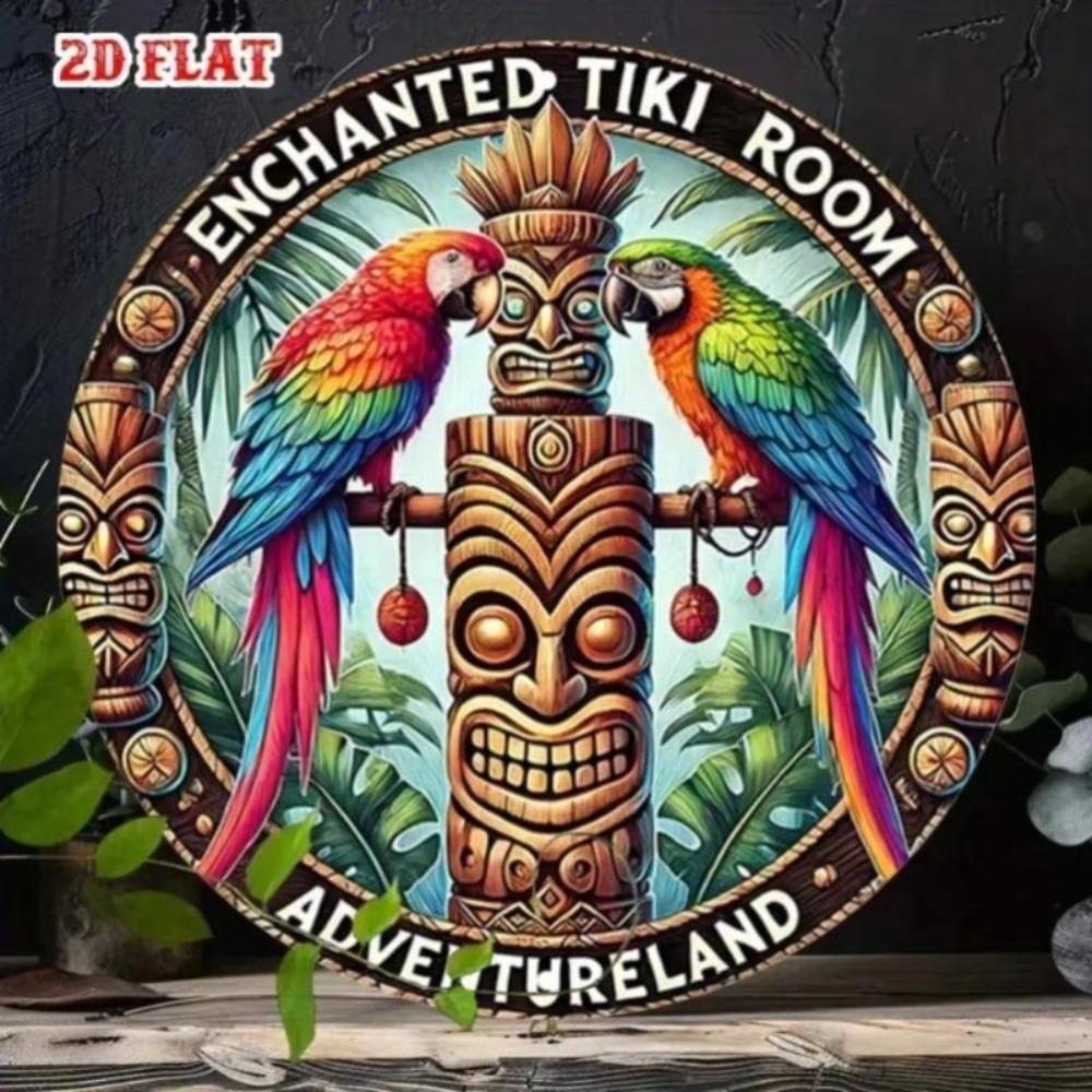 Metalowy Znak Tropicznego Papugi Tiki do Wystroju Kawiarni Baru Pokoju