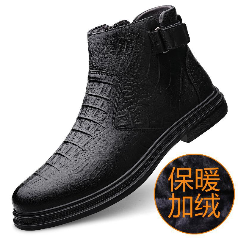 

Martin boots men s 2025 autumn and winter new high-top fashion men s leather boots British style short boots velvet cotton boots 46 46