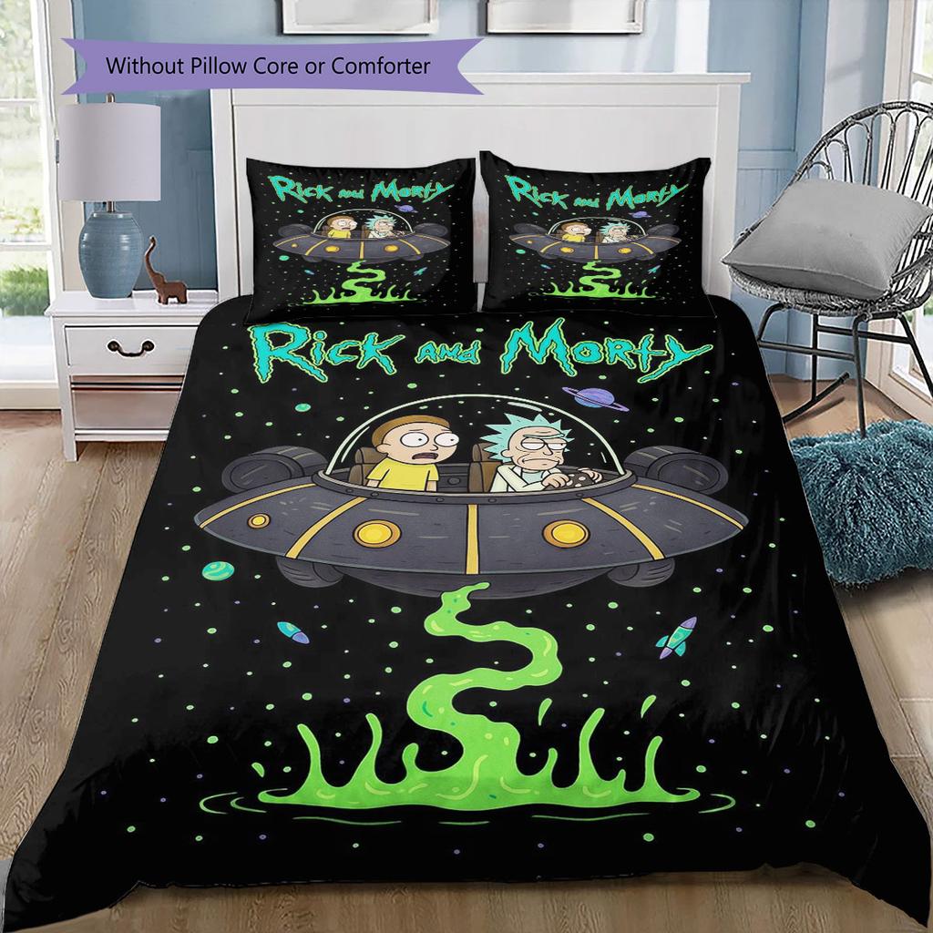 Ricky and Morty Printed Coreless Ultra-Soft Sheet Set, Multiple Sizes of Comfortable Bed Sheets, Bedroom Bedding Decoration