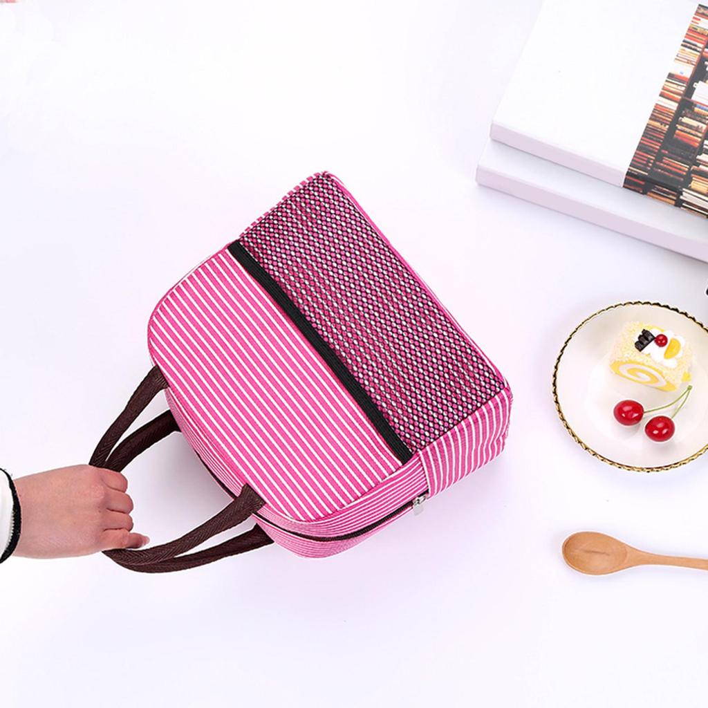 Insulated Lunch Tote Bag with Mesh Pocket Reusable Lunch Box Container for Kids Adults Office School Camping Picnic Beach