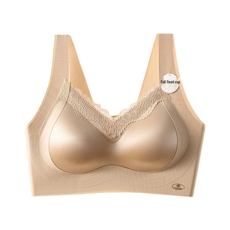 Satin Lace Seamless Lifting Bra: Wire-Free, Anti-Sagging, Side Control Regular: 100-130 lbs