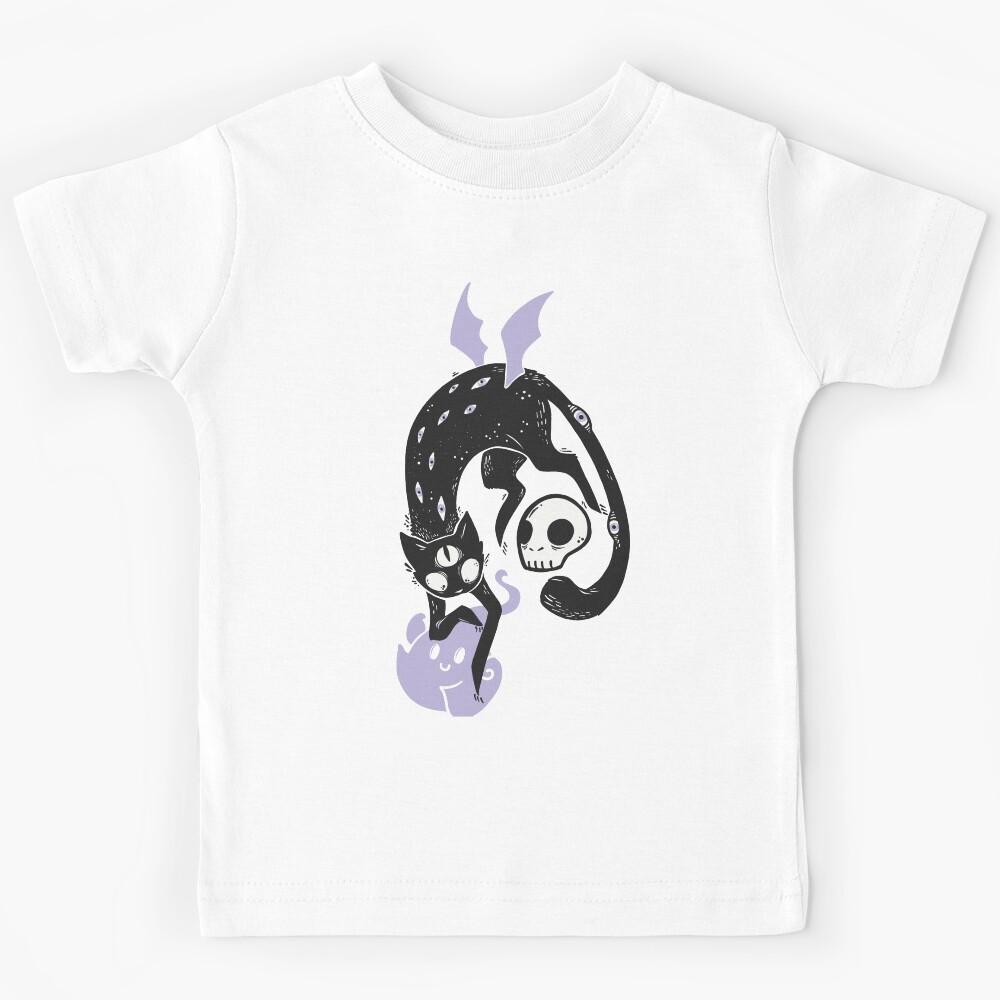 Creepy Cute Black Cat Kids T-Shirt 140