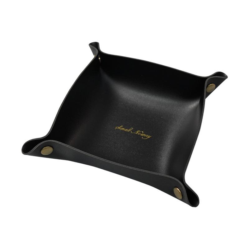 Nordic Leather Desktop Storage Tray Pu Leather Jewelry Cosmetic Key Storage Tray Desktop Folding Organizer Storage Box For Home