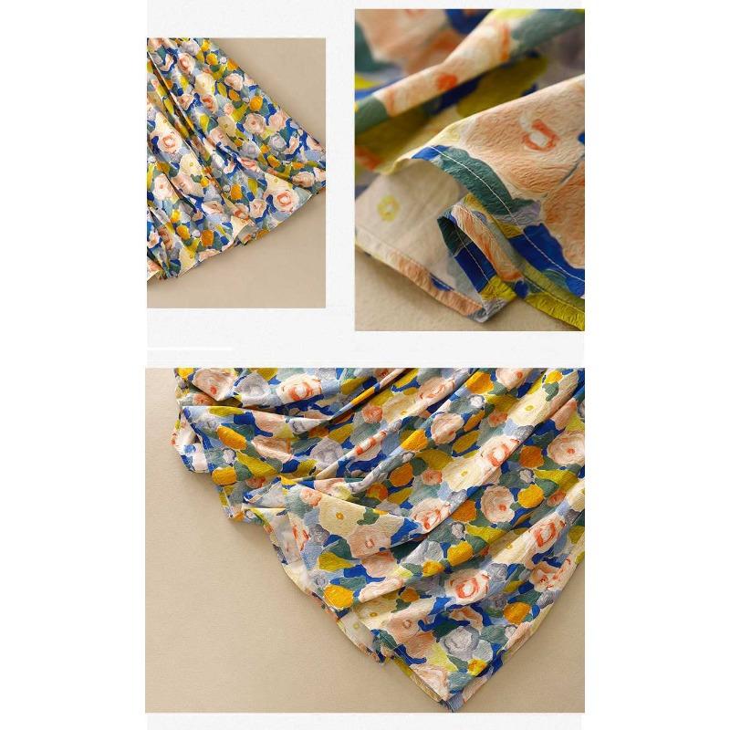 Oil Painting Half Skirt Female Summer Long Floral Skirt Summer Loose Skirt