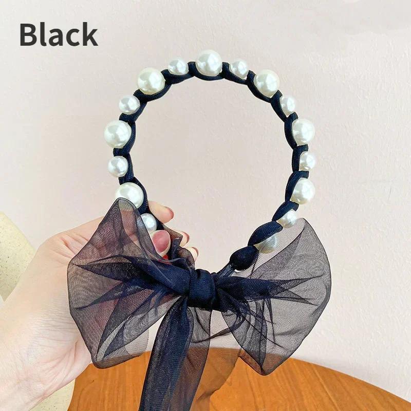 1 Pcs Pearl Hair Headband French Fairy Forest Style Ribbon Hair Accessory Women's Tied Hair Headband New Model
