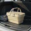 Foldable Picnic Basket with Table Lid Large Capacity Storage Bin Handles Army Green