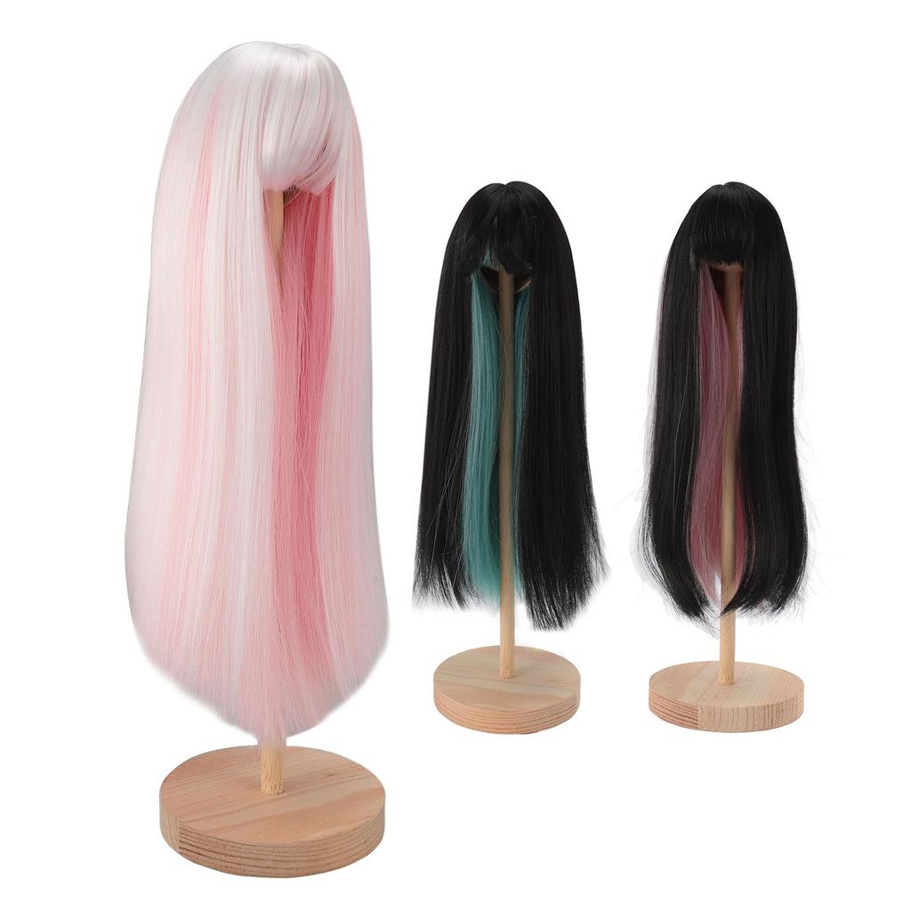 Long Straight Doll Wig Two Color  Doll Hair Wig High Temperature Fiber Doll Replacement Wig for 7