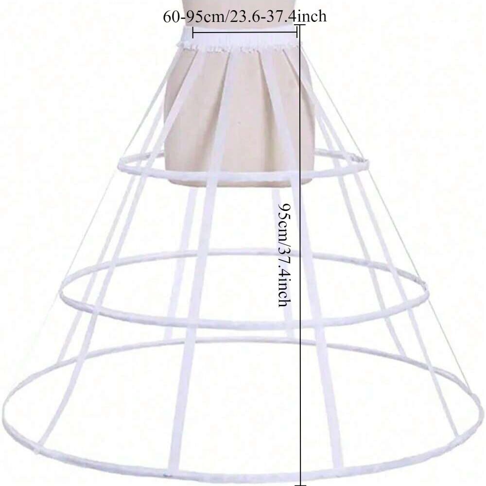 Mädchen 3 Reifen Krinoline Käfig Bustle Unterrock Damen Verstellbare Pannier für Kleid abnehmbare Schleppe Hochzeitsrock Krinoline BAUMWOLLE