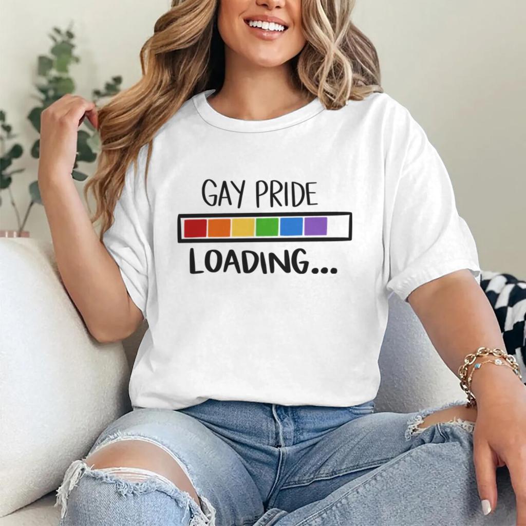 Gay Pride Loading Print T Shirts Casual Summer LGBT Women Men Tshirts Short Sleeve Lesbian Bisexual GAY Streetwear Gifts