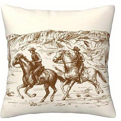 Home Decor Cowboys And Horses Western Desert Pillowcase Pattern Cushion Cover Suitable For Sofa Bedroom Car Pillow Cover