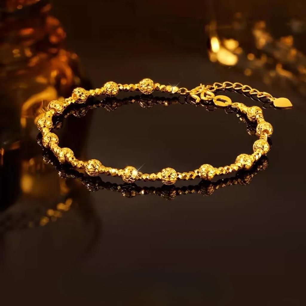 Luxury 24K 9999 Pure Gold Real Gold Women's Disco Ball Bracelet Cat's Eye Bracelet