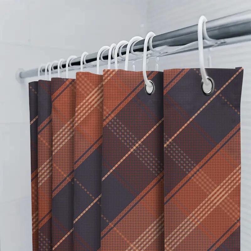 Classic Retro Plaid Waterproof Bath Curtains Stylish Modern Design Shower Panels For Bathroom Decorations