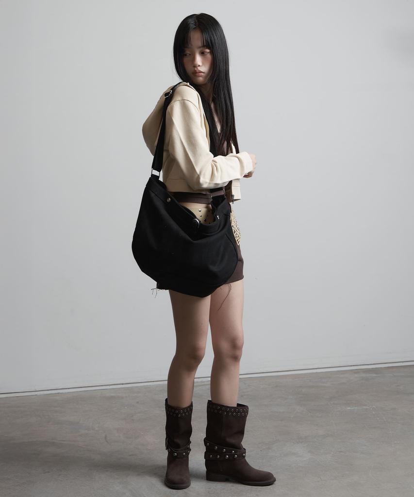 Peanut Loop Spiral Canvas Cross Bag Black
