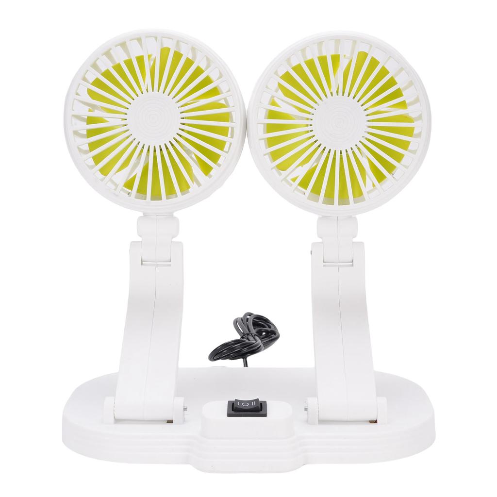 DC 5V USB Car Cooling Fan 2 Speed Wind Quiet 360 Deg Rotatable Portable Dual Head Desk Fan for SUV