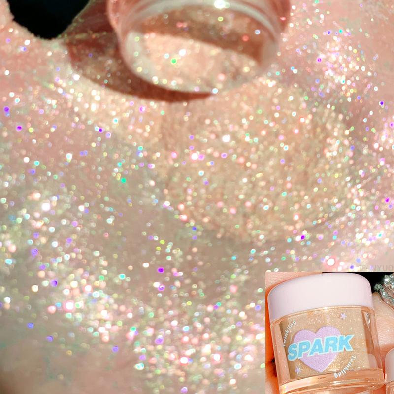 Блестящий хайлайтер Пудра Тени для век Макияж Осветляющий хайлайтер Пудра Мерцающая косметика