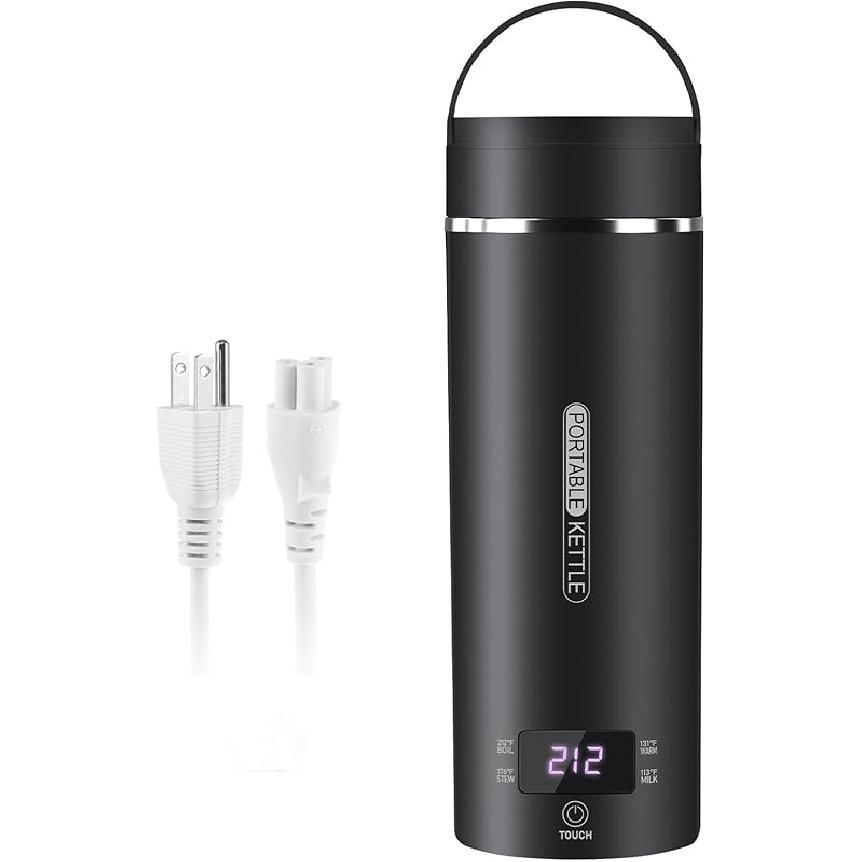 Travel Electric Kettle, Small Mini Portable Electric Kettle for Hot Boiling Water, 4 Temperature Settings, Auto Shut-Off & Boil Dry Protection, 304