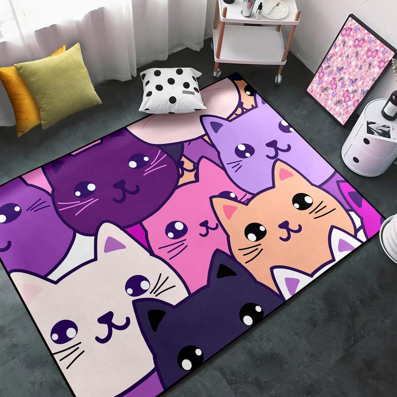 

Cat Rug Guitar Cat Rugs Room Decor for Boys Girls Kids,Cute Animal Carpet for Bedroom Living Room Sofa Floor Mat Doormat Welcome 60x90CM